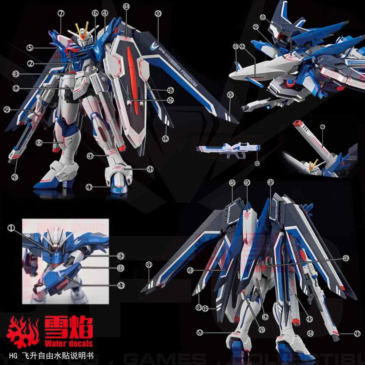 HG 1/144 RISING FREEDOM GUNDAM FLUORESCENT WATERSLIDE DECAL – JFC.