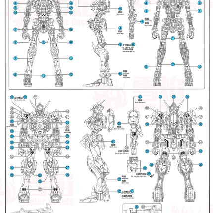 MG-122 | 1/100 GUNDAM BARBATOS (RECIRCULATION NEON BLUE) FLUORESCENT WATERSLIDE DECAL