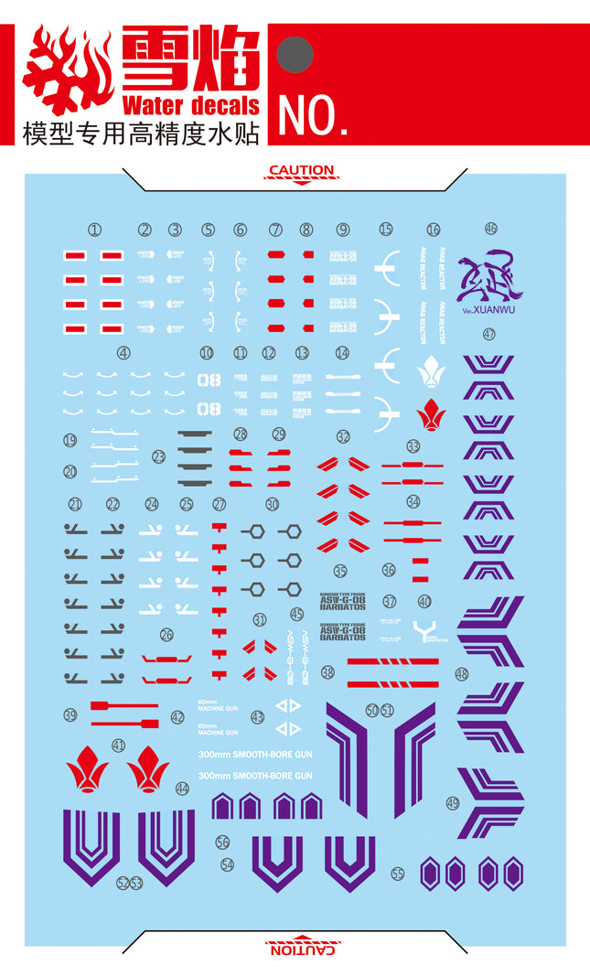 MG-86 | 1/100 GUNDAM BARBATOS (XUAN WU VER.) FLUORESCENT WATERSLIDE DECAL