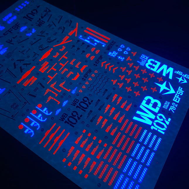 PG UNLEASHED 1/60 RX-78-2 GUNDAM FLUORESCENT WATERSLIDE DECAL