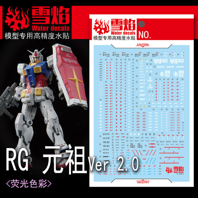 RG-56 1/144 RX-78-2 GUNDAM VER.2.0 FLUORESCENT WATERSLIDE DECAL